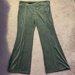 Olive Striped Flared Pants Size: XXXL